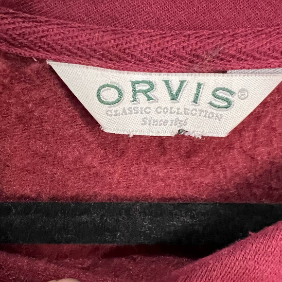 NEW Orvis Crewneck Red Pullover Maroon Crew Neck Soft Fleece Sweater Size Medium - Picture 3 of 6